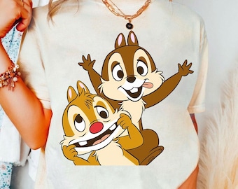 Disney Chip N Dale T-shirt, Funny Face Cartoon Chip N Dale Shirt, Disney Double Trouble Tee, Rescue Ranger, Disneyland Family Matching Tee