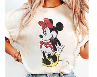 Disney Minnie Mouse sött porträtt t-shirt, Musse Pigg och vänner t-shirt, matchande familjetröja Disneyland-resa unisex vuxen t-shirt barn t-shirt