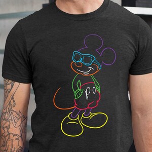 Retro Disney Neon Classic Mickey and Friends Portrait Retro Shirt, Disneyland Family Matching Tee, World Disney Walt Animal Kingdom Shirt image 3