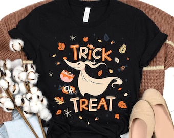 Camiseta Disney O Estranho Mundo de Jack Zero Halloween, Camiseta Zero Doces ou Travessuras, Camiseta Combinando para Festa de Halloween e Natal na Disneylândia