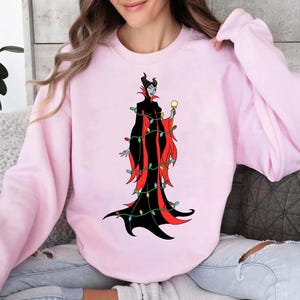 Disney All Villains Characters Christmas Lights Shirt, Ursula, Cruella, Evil Queen, Maleficent Shirt, Disneyland Family Xmas Matching Tee image 4