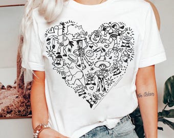Disney Pixar Toy Story Charaktere Heart Fill T-Shirt, Toy Story Shirt, Buzz Woody Jessie Bo Peep Shirt, Disneyland Trip Familie Passendes T-Shirt