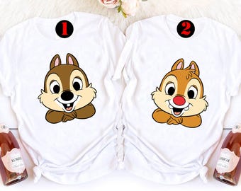 Disney Chip N Dale Big Face Costume Halloween Shirt, Double Trouble Shirt, Disney Couple Matching Shirt, Disneyland Family Matching Tee Trip