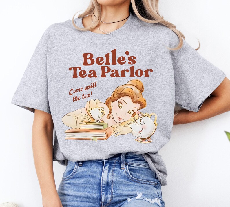 Disney Belle's Tea Parlor Spill The Tea Shirt, Beauty and The Beast Disney Princess Chip Potts Shirt, Disneyland Family Matching Tee image 4