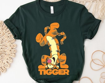 Camiseta de Tigger de Disney Winnie the Pooh, camiseta de Tigger al revés, regalo de vacaciones familiares en Disneyland, camiseta unisex para adultos y niños.