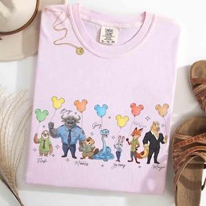 Camiseta Disney Zootopia 2 Signatures, camiseta Judy Hopps Nick Gary Nibbles Bogo, camiseta Zootopia Mickey Balloons, camiseta familiar a juego de Disneyland imagen 4