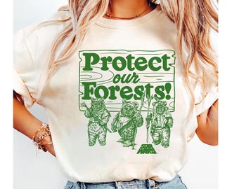 Star Wars Ewoks Protect Our Forests Camp Graphic T-Shirt,Star Wars Fan Gifts,Disney Star Wars Gift Shirt,Disneyland Family Vacation Gift Tee