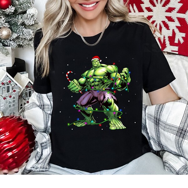 Marvel Hulk Christmas Lights T-shirt, Marvel Avengers Incredible Hulk Christmas Tee, Disneyland Family Christmas Shirt, Marvel Trip 2023