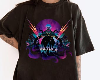 Disney Villains Ursula 90s Rock Band Neon T-Shirt, Family Matching Tee Disneyland Trip Gift Unisex Adult T-shirt Kid T-shirt
