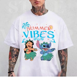 Disney Lilo & Stitch Summer Vibes Shirt, Stitch Summer Shirt, Disney Summer Vibes Shirt, Disneyland Family Summer Vacation Trip Gifts image 3