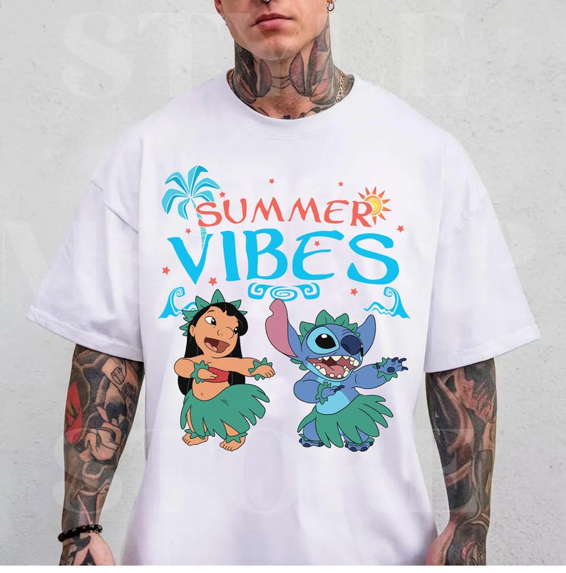 Disney Lilo & Stitch Summer Vibes Shirt, Stitch Summer Shirt, Disney Summer Vibes Shirt, Disneyland Family Summer Vacation Trip Gifts image 3