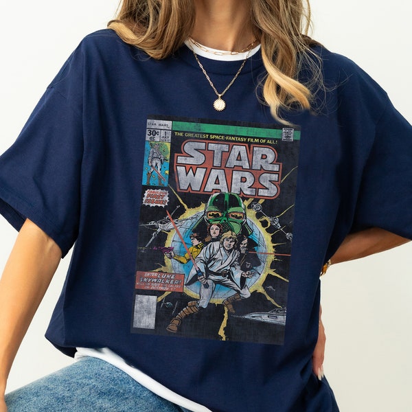 Star Wars Luke Skywalker Vintage Comic Cover T-Shirt, Star Wars Fan Gift, Magic Kingdom, Disneyland Family Vacation Gift T-shirt