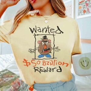 Disney Pixar Toy Story Mr. Potato Head WANTED Sketch Shirt, Retro Toy Story Characters Shirt, Disneyland Family Matching Tee image 2