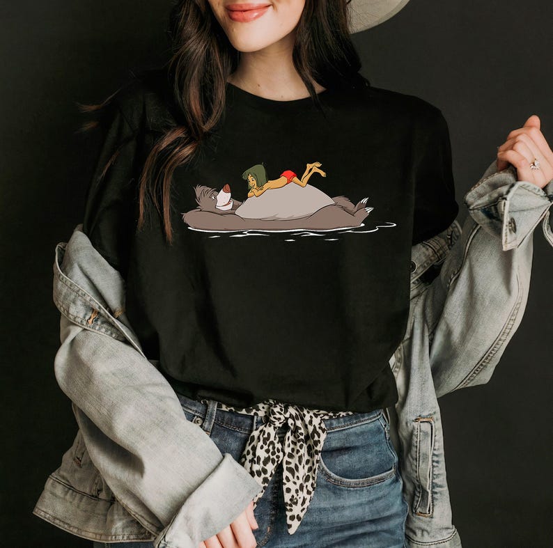Disney The Jungle Book Mowgli and Baloo T-Shirt, Disneyland Family Vacation Gift Unisex Adult T-shirt Kid T-shirt Hoodie Sweatshirt image 3