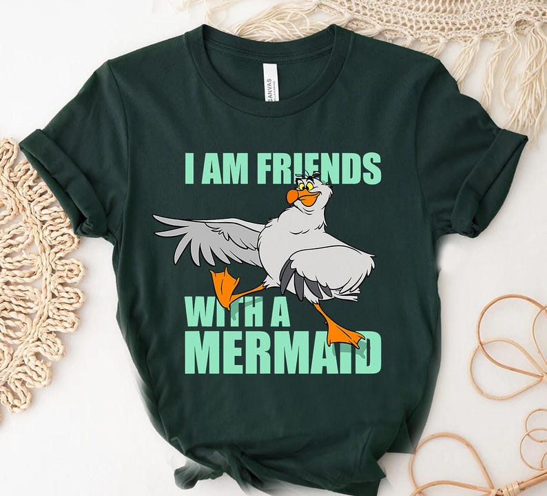Disney The Little Mermaid Scuttle Friends with a Mermaid T-Shirt, Disneyland Family Matching Shirt, Animal Kingdom Shirt, WDW Shirt image 3