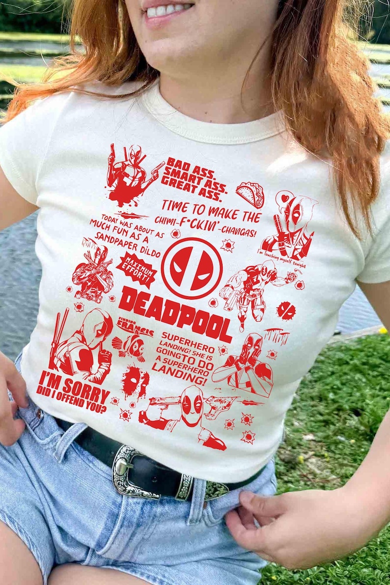 Marvel Deadpool Doodle Art Shirt, Wade Wilson Deadpool Movie Shirt, Hollywood Studios Family Matching Tee, WDW Trip Gift, Marvel MCU Shirt image 1