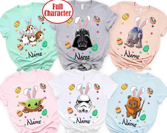 Camiseta personalizada de Star Wars "Feliz Pascua 2026", camiseta de conejitos de Pascua, camiseta familiar a juego de Disneyland, camiseta con atuendos para el viaje a Disneyland