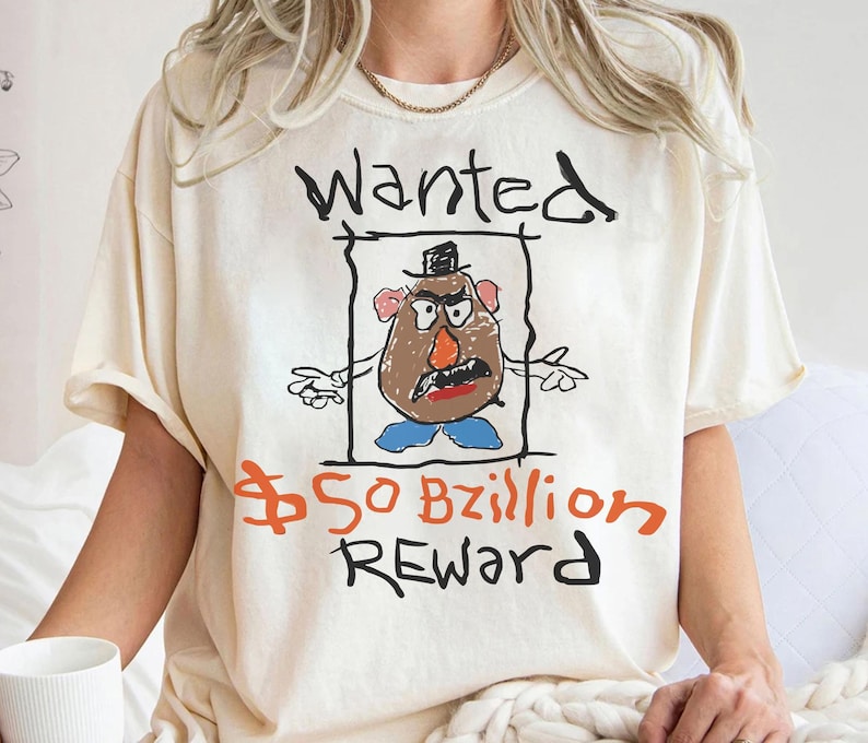 Disney Pixar Toy Story Mr. Potato Head WANTED Sketch Shirt, Retro Toy Story Characters Shirt, Disneyland Family Matching Tee image 1