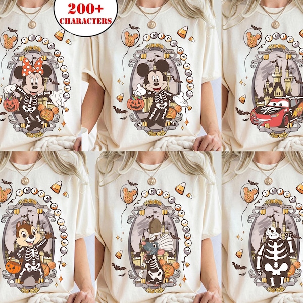 Retro Disney All Character Mickey & Friends Skeleton Coquette Bow Halloween Shirt,Star Wars Mickey's Not So Scary Halloween Party 2026