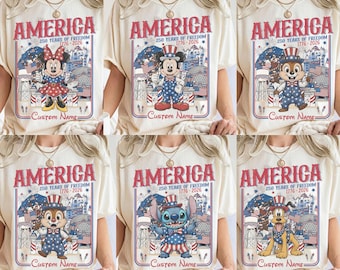 All Characters Disney America 250th Anniversary Shirt, Mickey and Friends 4th of July Shirt, WDW Magic Kingdom Independence Day Shirt