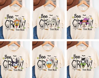 Camiseta personalizada de Mickey y sus amigos Boo Crew de Disney para Halloween, Mickey Ghost para Halloween, Truco o trato, camiseta familiar a juego de Disney para Halloween
