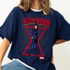Marvel Black Widow Classic Retro Comic Stance T-Shirt, Marvel Disneyland Family Trip Gift , Magic Kingdom Group Matching Shirt image 3