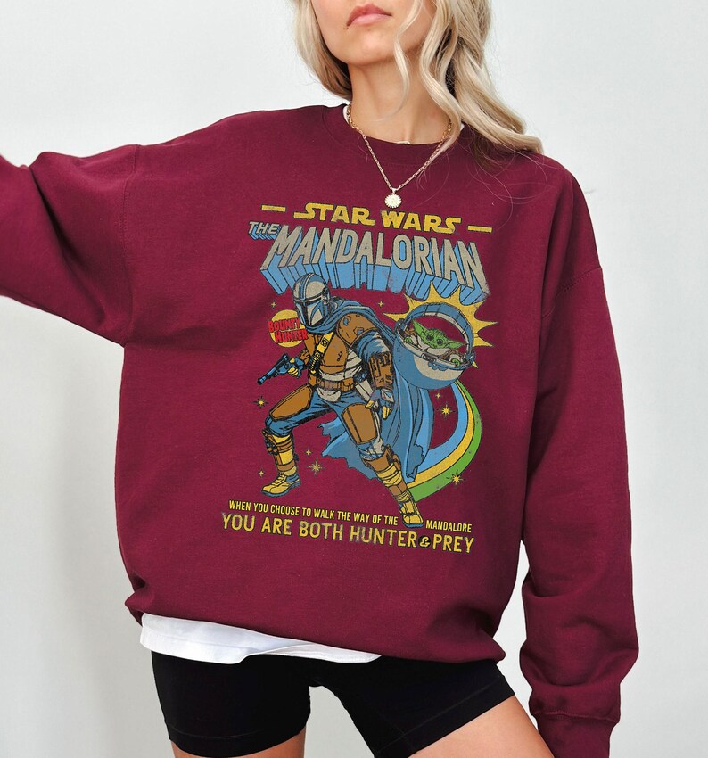 Star Wars Mandalorian Comic Poster T-Shirt, Star Wars Fan Gifts Shirt, Star Wars Galaxy's Edge Shirt, Disneyland Family Vacation Gift Tee image 4
