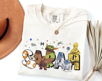 Gepersonaliseerde Star Wars-personageshirt, aangepast shirt jongensmeisje, naam kindershirt, Disneyland Family Matching Tee, verjaardagsthema, Galaxy's Edge