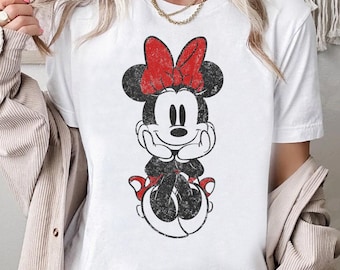 Disney Mickey en vrienden Minnie Mouse zittend T-shirt, Mickey en vrienden shirt, Disneyland familie bijpassende Tee Unisex volwassen kinder T-shirt