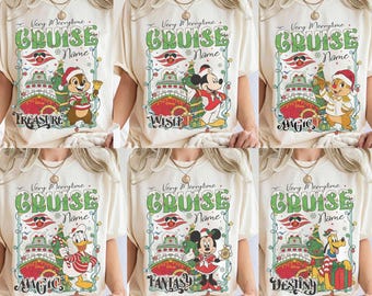 Gepersonaliseerde Disney Very Merrytime Cruise kerstverlichting shirt, Mickey & Friends kerst-T-shirt, Disney Cruise kerst-T-shirt, Disney Wish