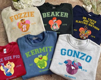 Disney The Muppets Est 1976 alle personages retro portret shirt, Disneyland familie bijpassende shirts, Magic Kingdom Unisex volwassen kinder T-shirt