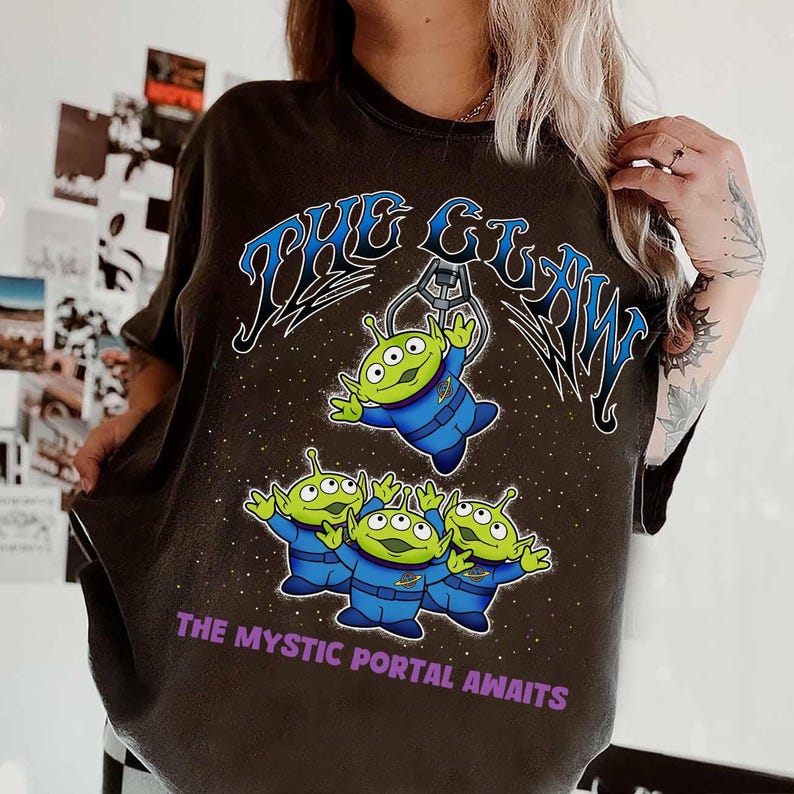 Retro Toy Story Aliens The Claw Shirt, Pizza Planet The Mystic Portal Awaits, Disney Pixar Fest 2026 Tee, Disneyland Resort Family Trip Tee image 1