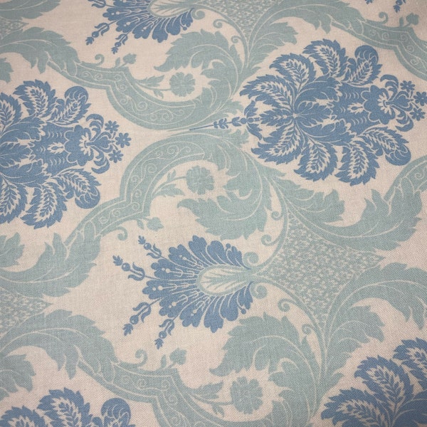 Blue Damask Fabric Etsy