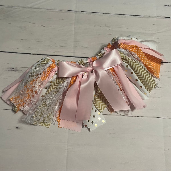 Solo Light Pink, Gold, and Orange Fall Fabric Tutu, Birthday Outfit, Fall Birthday Girl, Pumpkin Patch