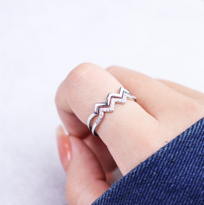 To My Sister Highs and Lows Double Wave Ring, Sterling Silver Adjustable Ring Women, Bridesmaid Gifts, Friendship Gift, Sister Birthday Gift image 2