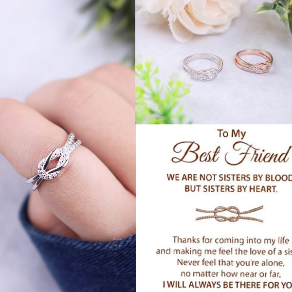 A mi mejor amigo anillo de nudo infinito, anillo de nudo de amor de amistad mujeres, anillo de plata de ley, regalo de mejor amigo, regalo de boda, regalo de cumpleaños