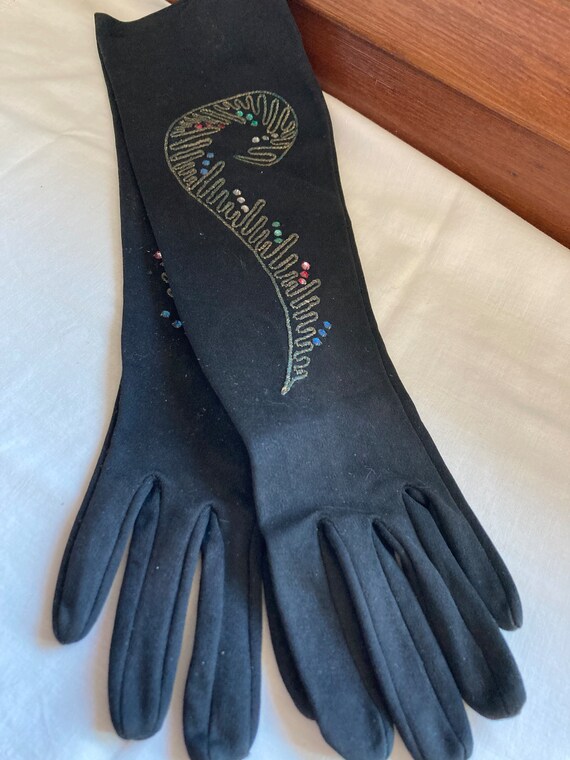black evening gloves with Gem