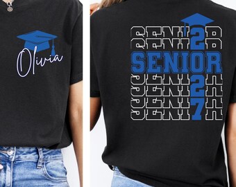 Comfort Colors Custom Senior 2027 Shirt, Personalized Class Of 2027 Tee.Senior 2027 Shirt Checkered Number,Class of 2027 Shirt