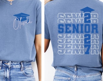 Comfort Colors Custom Senior 2027 Shirt, Personalized Class Of 2027 Tee.Senior 2027 Shirt Checkered Number,Class of 2027 Shirt