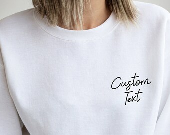 Sweatshirt met aangepaste tekstzak, sweatshirt met aangepast lettertype, gepersonaliseerd sweatshirt, aangepaste sweatshirts voor verjaardag vrijgezellenfeest, aangepast groepszweet