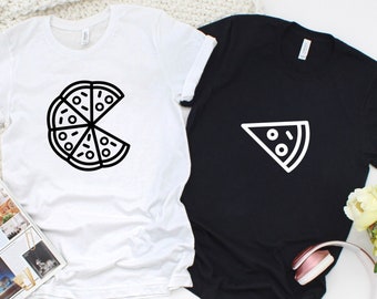 Camisetas a juego para parejas con rebanadas de pizza, camisetas a juego para parejas, camiseta divertida de pizza para parejas, camiseta de San Valentín para esposos y esposas.