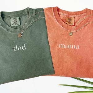 Custom Mama and Dad Comfort Colors Shirts – Matching Parents’ Tee – Best Mom Ever & Best Dad Ever – Personalized Family Gift