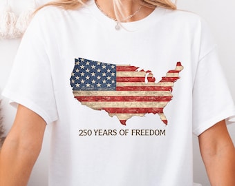 Comfort Colors USA 250 Years Of Freedom Shirt, Vintage American Flag 1776-2026, Patriotic 4th of July Shirt, Semiquincentennial Flag Shirt
