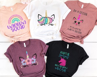キラキラユニコーンバースデーシャツ、ユニコーンTシャツ、ユニコーンガールTシャツ、女の子の誕生日プレゼント、Let's Be UnicornsパーティーTシャツ、かわいいマジカルTシャツ