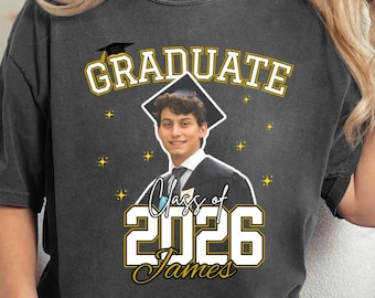 Custom Photo Senior Mom Shirt 2026, Personalized Class Of 2027 T-Shirt, Proud Senior Dad Gift, Senior Mom Graduation Shirts