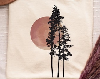 Sunrise Nature Comfort Color Shirt,  Shirt, Men Nature Shirt, Tree Sunset Graphic Tee, Forest Graphic Tee, Camping Shirt, Men's Outdoors Tee