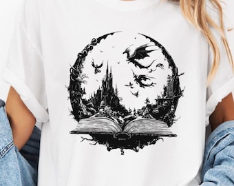 Comfort Colors Vintage Dragon Shirt, Dragon T-Shirt, Dark Medieval Shirt, Artsy Shirt, Gift for Fantasy Reader, Castlecore Dragon Lover Gift