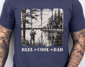 Maglietta colorata Reel Cool Dad Comfort, maglietta da pesca Reel Cool Dad, regalo per la pesca, maglietta divertente per papà pescatori, regalo per la festa del papà, maglietta per amanti della pesca