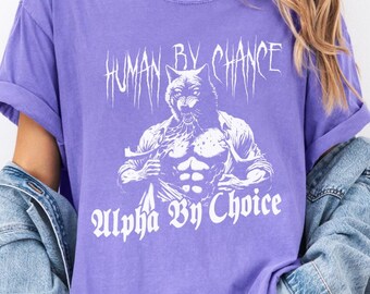 Komfort Farben Mensch Durch Zufall Alpha Durch Wahl Wahl Wolf Shirt, Vintage 90er Jahre Stil Wolf Shirt, Wolf Emo Meme Shirts, psychische Gesundheit Wolf Omega T-shirt