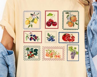 Comfort Colors® zomershirt met fruitstempel, shirt fruitliefhebber, retro zomershirt, trendy shirt, vintage fruitshirt voor dames